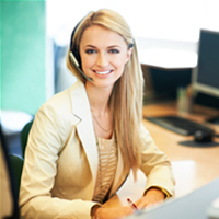 A photo of a secretary smiling